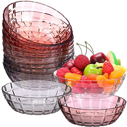 Tanlade 12 Pieces Dessert Bowls Plastic Serving Bowls 13.5 Oz, Acrylic Crystal Mixing Small Reusable Ice Cream Bowls For Candy Salad Party Snack Fruit Wedding Birthday, Dishwasher Safe,3 Colors #TOP11