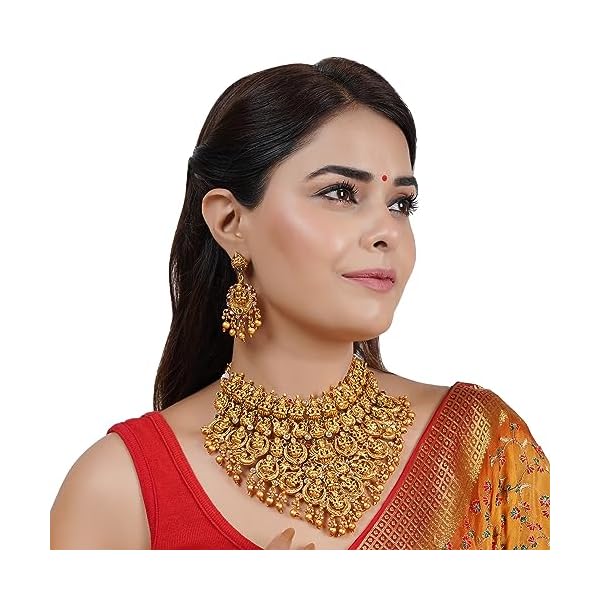 Shreyadzines Traditional Jewellery Set for Women Ethnic Temple Jewellery Set Gold Plated Jewelry Set Traditional Long Haram Necklace Set - Image 4