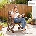 Outsunny Gartenstuhl Holz Gartensessel mit Wagenräder-Design, Holzstuhl im Landhausstil, Garten Sessel Gartenmöbel für Garten Terrasse Innenhof, Verkohlt