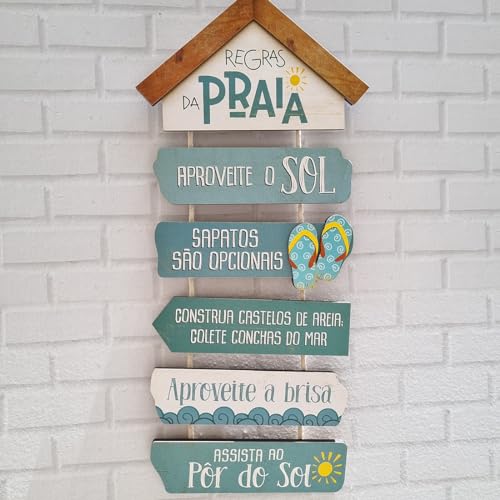 Placa Decorativa - Regras da praia 22x55cm