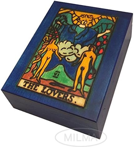 The Lovers Tarot Card Box Polish Handmade Linden Wood Keepsake Box by MilmaArtGift