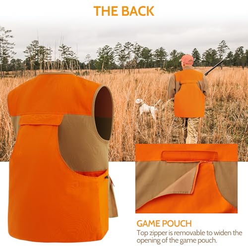 Image of NEW VIEW Upland Hunting Vest for Men- Blaze Orange, Pheasant Hunting Vest with Game Pouch, Bird Hunting Vest for Quail