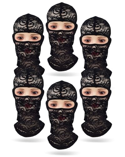 Xeoxarel 6 Pack Balaclava Face Mask Black Lace for Men/Women
