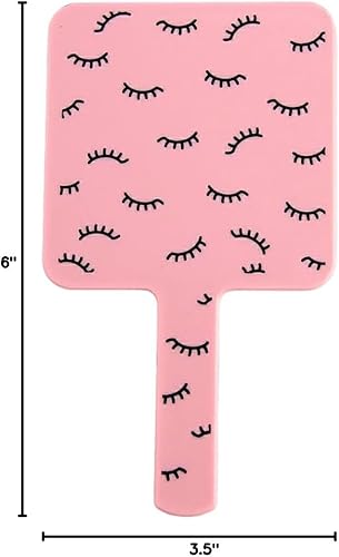 Miniatura 9 de GladGirl Mini espejo de pestañas de mano rosa para extensiones de pestañas, espejo de belleza antivaho de 6 x 3.5 pulgadas para aplicación de