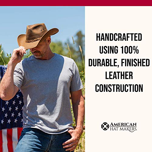 American Hat Makers Hollywood Small Copper Outback Hat – Oiled Genuine Leather Australian Cowboy Hat for Men and Women, Durable Western Style, Breathable Sun Protection for Ranch and Outdoors - Image 4