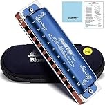 East Top 10 Hole 20 Tone 008K F # Tecla de armónica diatónica con estuche azul, armónica estándar para adultos, jugadores profesionales y estudiantes