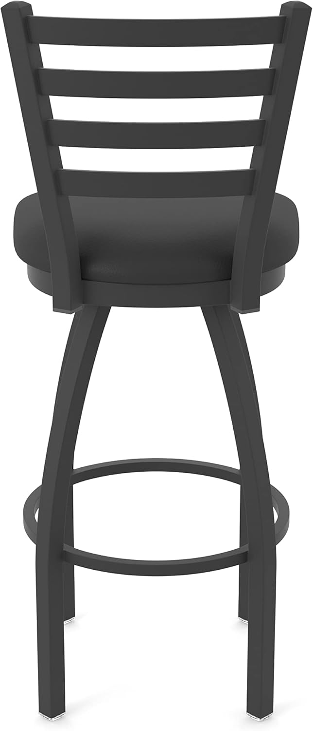 410 Jackie 25" Swivel Counter Stool with Black Wrinkle Finish and Black Vinyl Seat