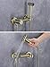 XHALERY Bidet Spray Set, Brass Brushed Gold Bidet hot and Cold Water Set Toilet Spray Gun Ass Flusher Nozzle Set, Hand Blender Valve Jet Pres Set Shower Head with Pressure,B