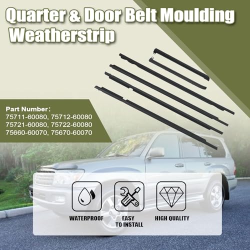 Priprilod Car Quarter Door Belt Moulding Black Set Fit For Toyota Prado FJ，LC120 2003-2009 Fit For Lexus GX470 Weatherstrip Window Molding Trim Window Seal Belt #7571160080 7572160080 by Priprilod - Used condition - Image 3