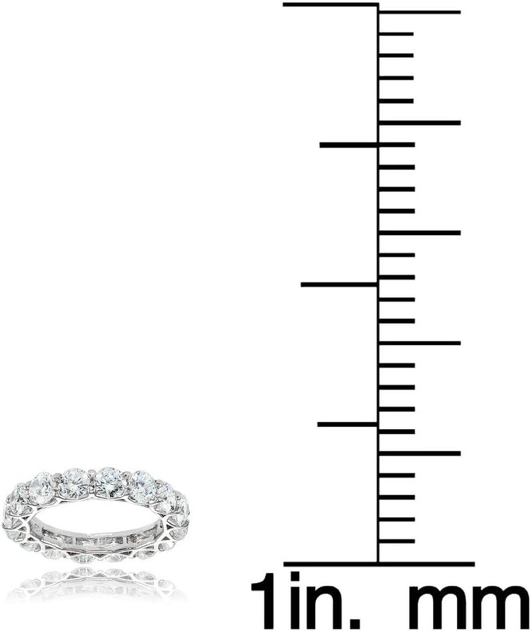 Hoops & Loops 925 Sterling Silver Cubic Zirconia 4mm Round-Cut Eternity Band Ring for Women, Silver, Yellow & Rose Gold - Image 3