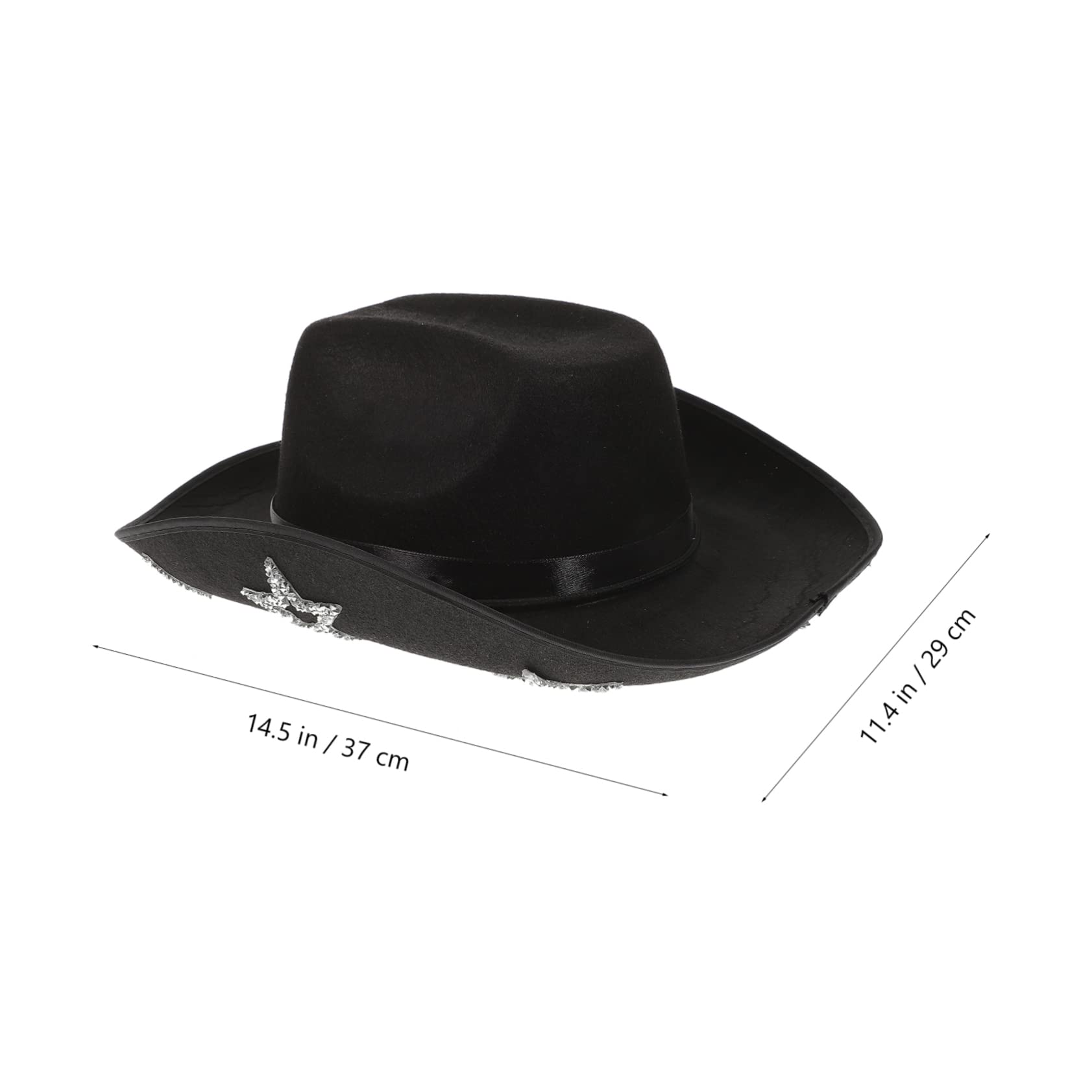 COLLBATH Sparkling Rhinestone Cowboy Hat Fashionable Party Accessory Pentagram for Women's Casual Wear Black