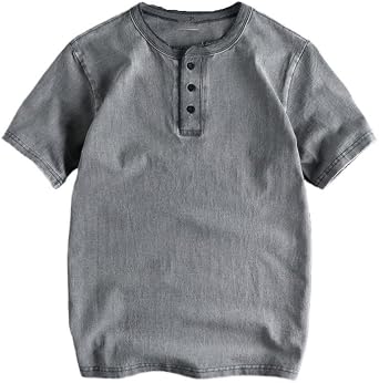 Vintage Round Neck Short Sleeves Casual Breathable Cotton Sweat-Wicking T-Shirt Fashion VersatileGray,XX-Large