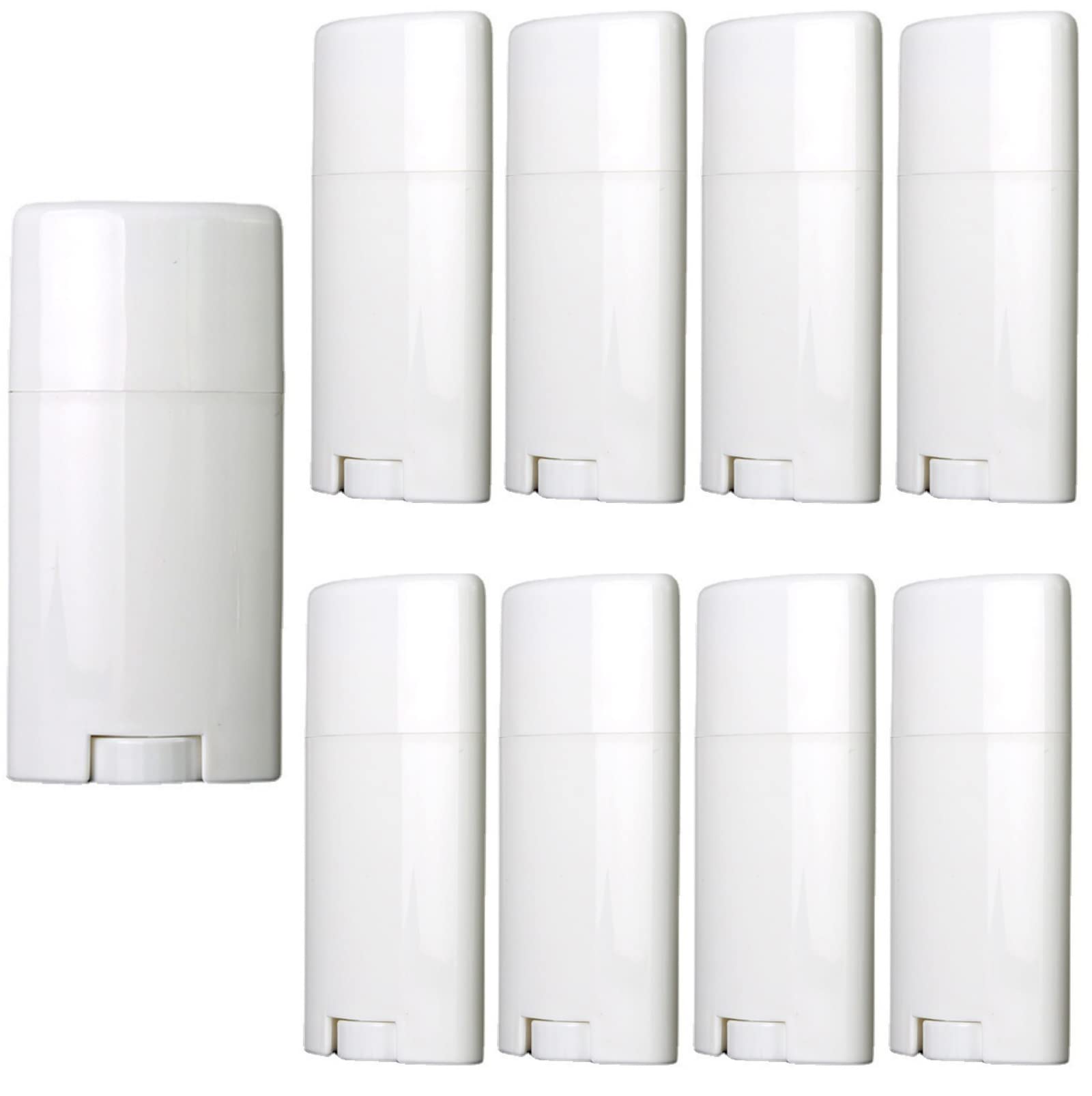 10 Pack 75ml White Empty Deodorant Containers 2.5 oz Oval Lip Balm Tubes Plastic Deodorant Container Oval Twist Up Refillable Tubes BPA-Free for DIY Deodorants Lipstick Crayon Chapstick Tubes