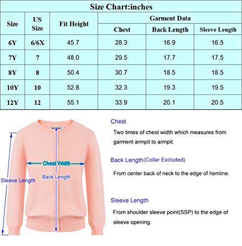 Grace Karin Girl's Casual School Uniform Long Sleeve Cardigan Sweaters White 12Y #TOP2