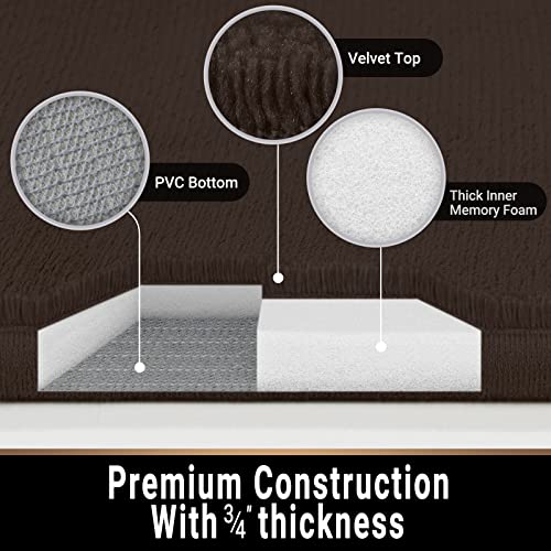 Mayshine Memory Foam Non Slip Anti Fatigue Bath Mat | Thick Absorbent Plush Velvet Bathroom Rug - Machine Washable, 34X19, Brown #TOP4