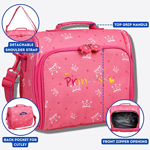 Image of J World New York Casey Girls Lunch Bag. Cute Insulated Lunch-Box for Kids, Princess 9.5 X 10 X 3.5 inch (H X W X D) inch