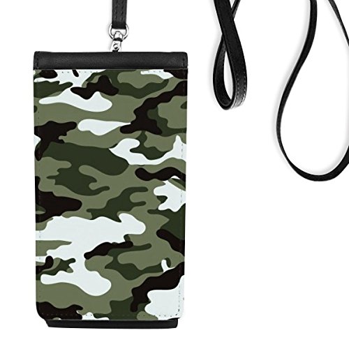 Sac téléphone en cuir noir texturé au motif artistique camouflage