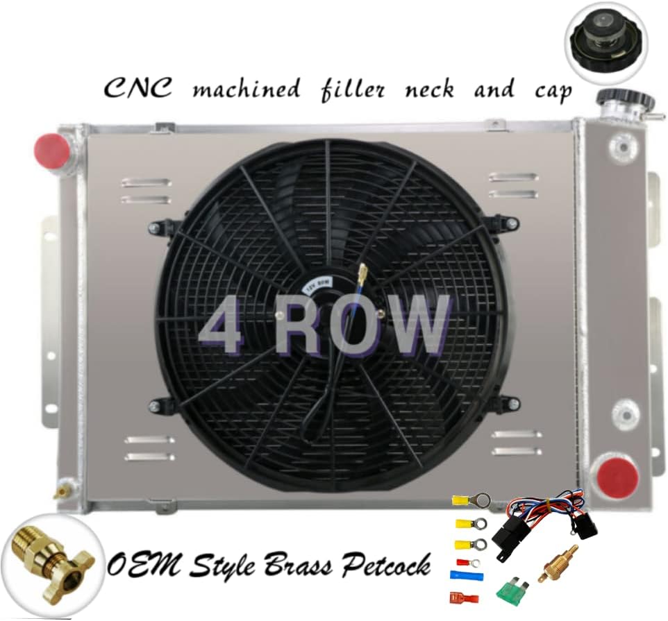 ALLOYWORKS 4 ROW Aluminum Radiator+Shroud Fan Fits 1967 1968 1969 Chevy Camaro 23"-Core AUTO