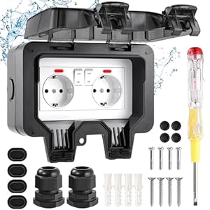 Sternhell Wasserdichte Außensteckdose mit Schalter