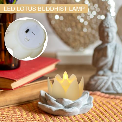 Lacgo L01 6 Pcs Diwali Led Lotus Table Candles - 3’’ Lotus Lamps Electronic Buddhist Lights Battery Operated Buddha Flickering Warm White Lights thumb #3