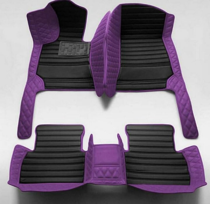 QGGLSM Leather Car Floor Mats Full Set - Waterproof All-Weather Mats with Custom Fit for Most Passenger Cars, Double Row Design, Durable Automotive