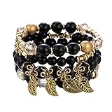 Pulsera de cuentas en capas para mujer: siéntete para mezclarlas y combinarlas para tu placer de acuerdo con tus ideas siempre cambiantes. Hecho de material superior: metal, cuentas acrílicas. Banda elástica de aproximadamente 4 pulgadas de diámetro. Pulsera para uso diario o cualquier ocasión importante.