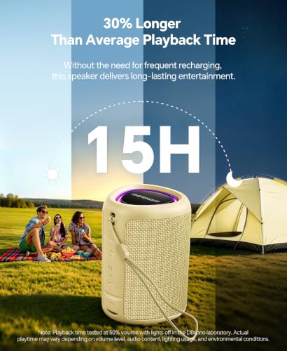 Image of Portable Bluetooth Speaker Beach Essentials: IPX5 Waterproof for Outdoor /Powerful HD Sound /Dynamic Light /All Day Playtime /Wireless BT 5.3 /TWS Pairing, Travel|Camping|Pool Accessorie, School Supplies