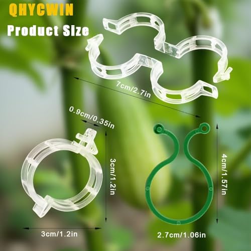 SSIMIDAPT Pflanzenclips Rankhilfe, 200pcs Tomatenclips für Kletterpflanzen, Pflanzenklammern zur Pflanzenstütze für Tomaten, Gurken, Gemüse und Blumen, Wiederverwendbar (Grün/Weiß)
