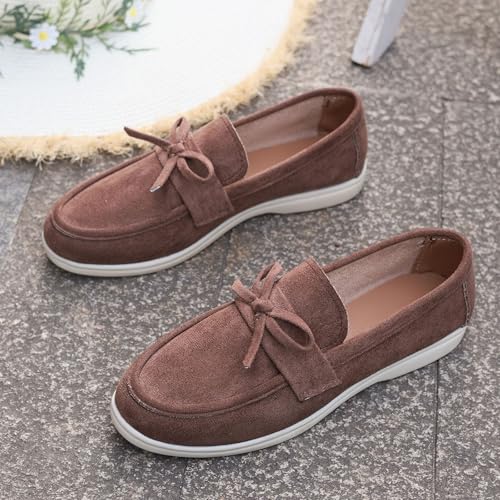 Women's Casual Slip On Suede Shoes Flat Comfortable Everyday Wear Versatile Footwear for All Seasons Soft2