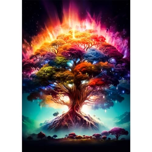 AIRDEA Arbre de Vie Peinture en Diamant Kits pour Adultes Enfants, 5D Rond Fantaisie Diamond Painting Kit Complet, DIY Art du Colorées Diamant Peinture Diamant Kits,Broderie Diamant Mosaique 30x40cm