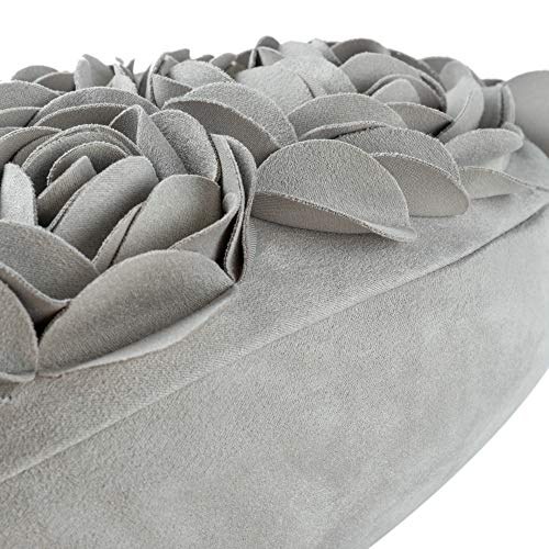Jwh 3D Flower Throw Pillow Covers Decorative Heart Shaped Cushion Valentines Day Accent Pillow Case Handmade Pillowcase Romantic For Girls Couch Bed Bedroom 14X16 Inch Light Grey #TOP3