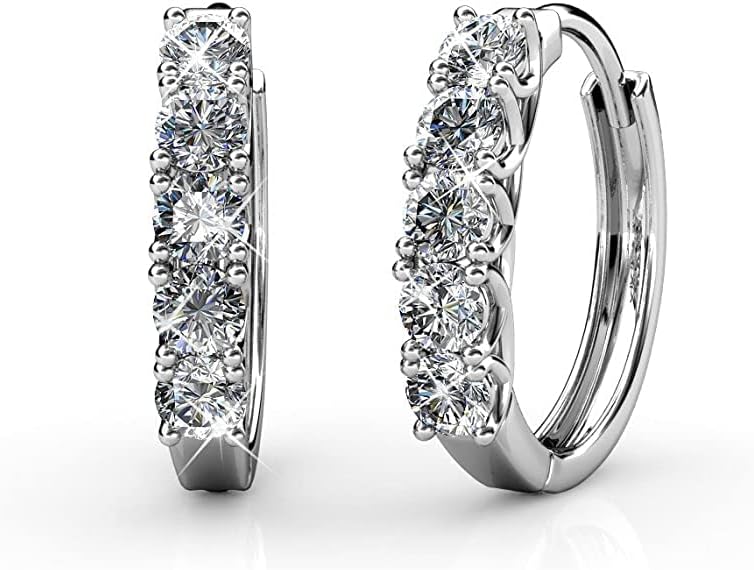 BELLE & LILY Hoop Loop Earrings for Women18K White Gold with Sparkling Element Crystal with Jewellery Box for Women Wife Mother Daughter