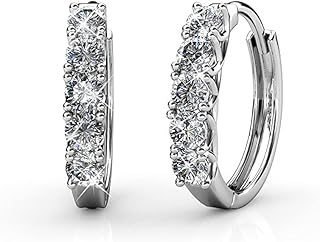 BELLE & LILY Hoop Loop Earrings for Women18K White Gold with Sparkling Element Crystal with Jewellery Box for Women Wife Mother Daughter