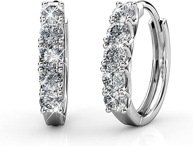 BELLE & LILY Hoop Loop Earrings for Women18K White Gold with Sparkling Element Crystal with Jewellery Box for Women Wife Mother Daughter