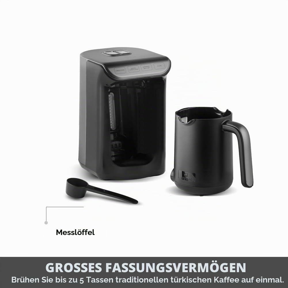 KARACA Hatır Köz Milky Türkische Kaffeemaschine, Traditionelle Türkische Kaffeemaschine, 5 Tassen, Ember-Style Brew, Milch & Hot Chocolate Modi, Anti-Überlauf, Automatische Abschaltung, Galaxy Grey