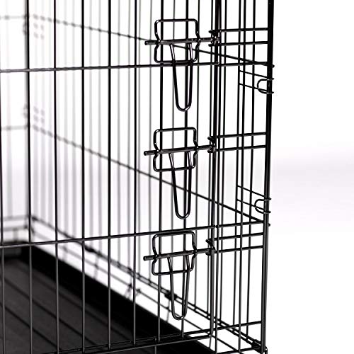 Image of Prevue Pet Products Home On-The-Go Single Door Dog Crate Indoor - L, Black | Large Collapsible Dog Cage for Travel, and Outdoor Use, Foldable Kennel Design, Deep Plastic Pan