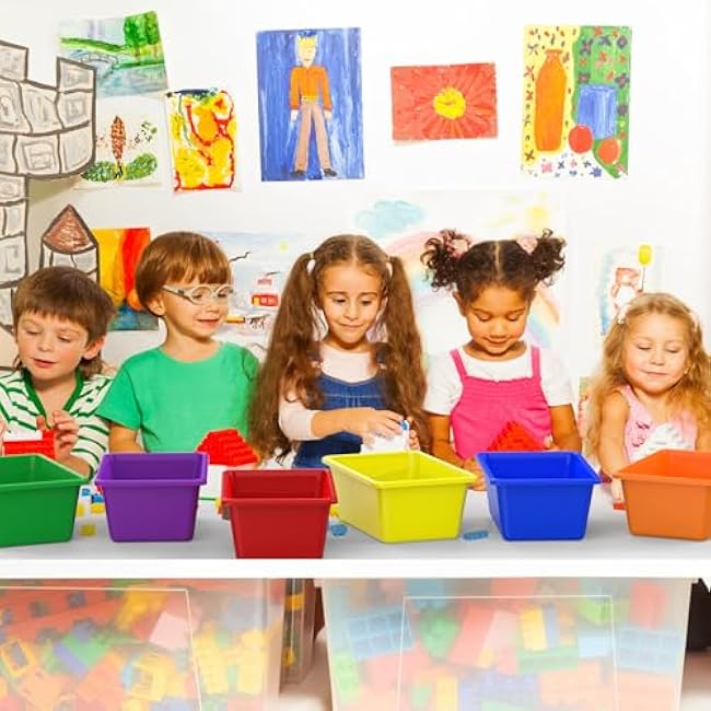 18 Pcs Plastic Small Cubby Bins Books Bins Toy Storage Bins Classroom Storage Organizer Containers for Office Classroom Home (18)