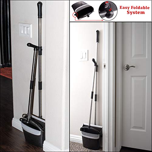 Gamli Broom And Dustpan Combo Set - Rotatable Wisp Cleaning For Kitchen Floor, Indoor, Hardwood Floors, Industrial, Lobby. Adjustable Broom Pole, Windproof Dustpan - Free Broom Holder #TOP2