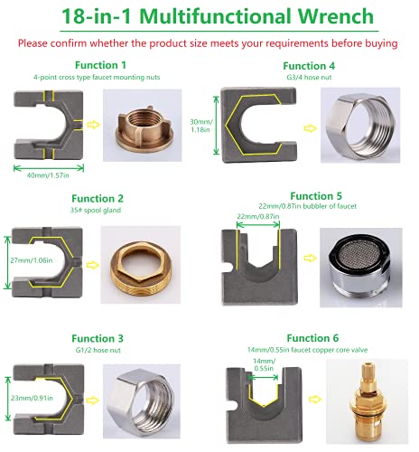 Faucet and Sink Installer, Multi-purpose Sink Installer Tool Wrench, 18 in 1 Wrench Plumbing Tool for Toilet Bowl/Sink/Bathroom/Kitchen Plumbing Repair Installation Hand Tools