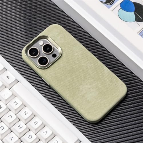 Protection magnétique iPhone 12 Pro ENILSA coque arrière souple antichoc en cuir vert matcha