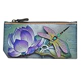 Anuschka Hand Painted Leather Women's RFID Blocking Card Case with Coin Pouch - Tranquil Pond