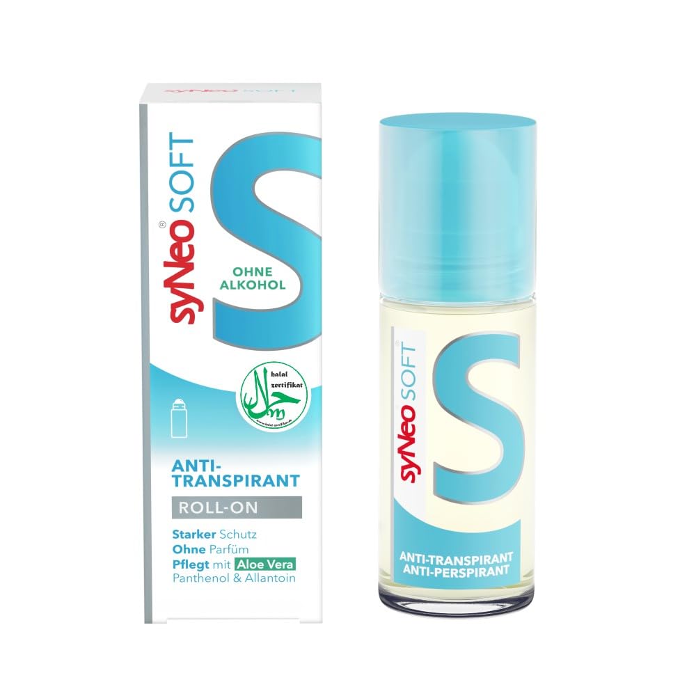 syNeo 5 soft Antitranspirant Roll-On – für empfindliche Haut – sensitiver Deo Roller gegen Schwitzen – dermatologisch getestet – Halal & ohne Alkohol - mit Aloe Vera – Made in Germany – 50 ml