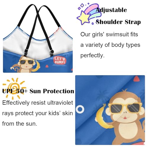 Image of Girls one Piece Swimsuit Summer UPF 50+ Quick Dry Beach Bathing Suit with Straps Swimwear 3-10 Years