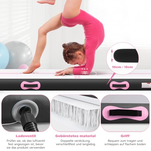 Airtrack Matte 5m x 1m (Farbe Schwarz + Rosa) - 5