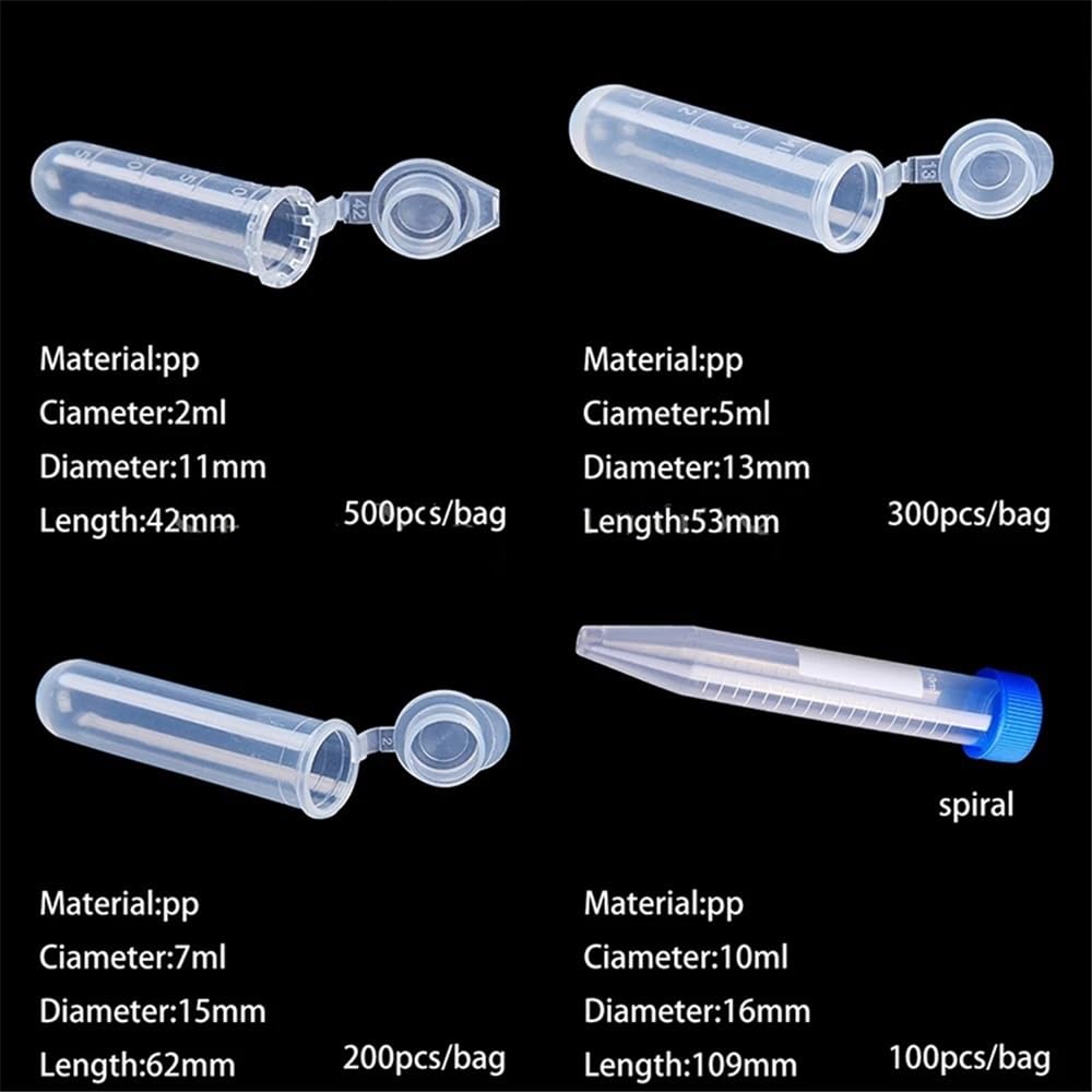 Tubo de centrífuga de plástico for laboratorio, tamaño 0,1-100 ml, vial, rosca y tapas, recipientes de laboratorio(50mL round 50pcs)