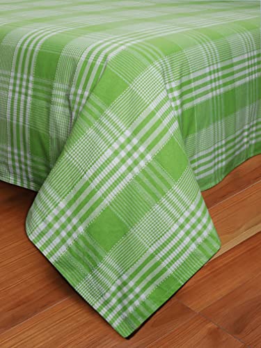 Image of AIRWILL, 200GSM Handloom Cotton Double Bedsheet with 2 Pillow Covers (Track Dobby Green)