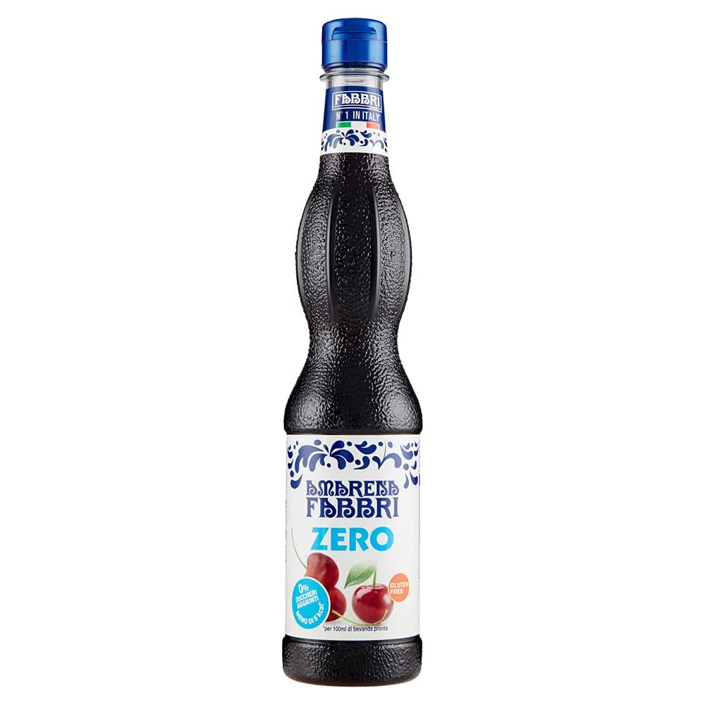 6 jarabe FABBRI Amarena Zero de cereza | jarabe de Fabbri sin azúcar. Para mezclar en bebidas, como cobertura sobre hielo o para hornear y cocinar 6 x 560 ml + Polpa Gourmet Italiano 400 g