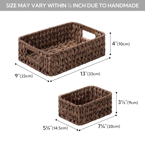 GRANNY SAYS Wicker Baskets for Organizing, Nesting Storage Baskets for Shelves, 1 Large and 2 Small Wicker Baskets Waterproof, Dark Brown, 3-Pack - Image 5