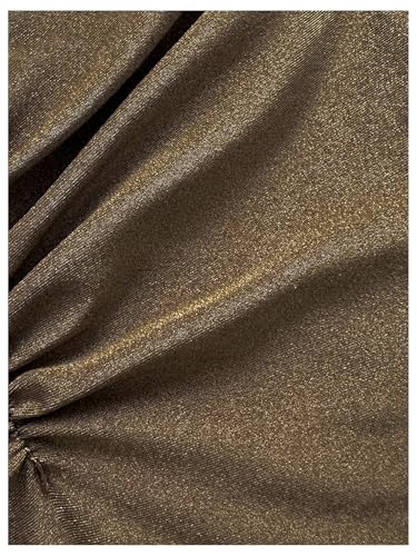 GORGLITTER Women's Strapless Metal Swimsuits Cheeky Ruched High Waisted Bikini Sets Bandeau Cute Tankini Bathing Suit4