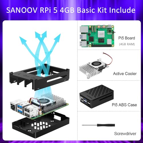 Raspberry Pi 5 4GB Kit, 4GB RAM Single Board Computer with Active Cooler and ABS Case, Complete Raspberry Pi 5 Starter Kit for IoT Robotics Retro Gaming - Image 3